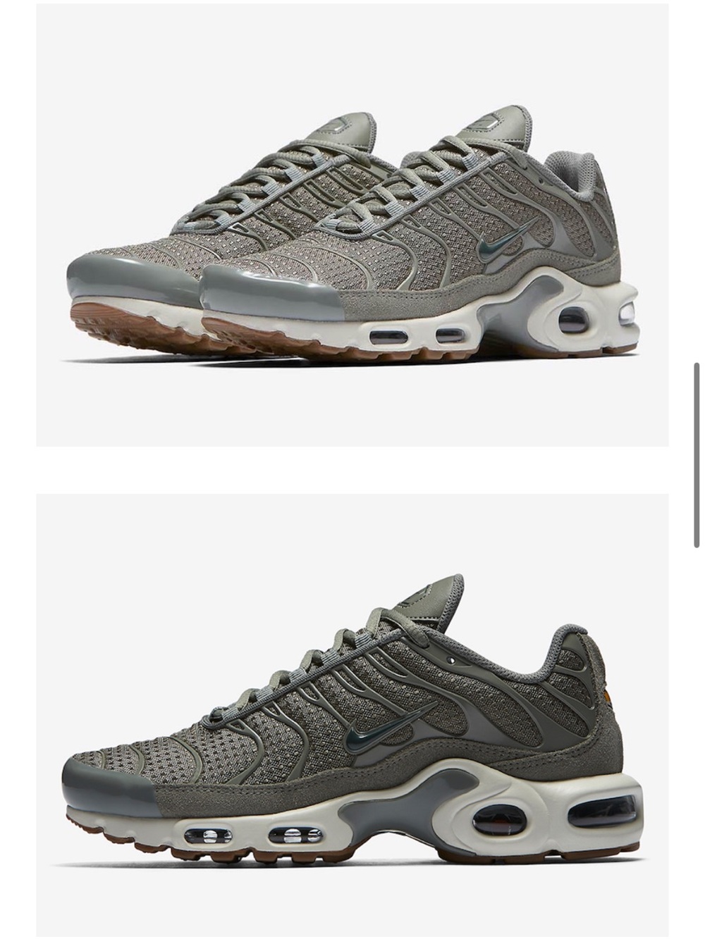 Nike Air Max Plus TN Olive/White with Gum Outsole. Excellent condition